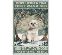 Once Upon A Time There was A Girl Who Really Loved Dogs That was Me Aluminum Tin Sign Door Signs Exterior Home Cave Garage bar Country Poster Club Wall Plaque Decoration Retro Aluminum Sign 8x12 Inch
