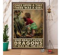 Once Upon A Time There Was A Girl Who Really Loved Dragon Signs Wall Decor Kitchen Decor Wall Decor Poster Metal Sign 8X12 Inches
