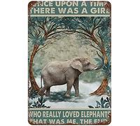 Once Upon A Time There was A Girl Who Really Loved Elephants Vintage Style Metal Tin Sign Home,Living Room,Kitchen,Dining Room,Bedroom,Farmhouse,Wall Decoration 6" x 8"