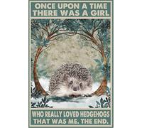 Once Upon A Time There was A Girl Who Really Loved Hedgehog Aluminum Tin Sign Door Signs Exterior Home Cave Garage bar Country Poster Club Wall Plaque Decoration Retro Aluminum Sign 8x12 Inch
