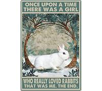 Once Upon A Time There Was A Girl Who Really Loved Rabbits That Was Me The End Signs Rabbits For Bar Wall Art Decor Metal Sign Poster 8X12 Inches