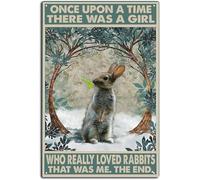 Once Upon A Time There was A Girl Who Really Loved Rabbits That was Me Vintage Metal Aluminum Tin Sign Door Signs Exterior Home Cave Garage bar Country Poster Club Aluminum Sign 8x12 Inch