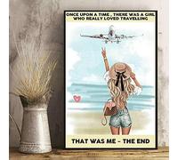 Once Upon A Time There Was A Girl Who Really Loved Travelling Travel Vintage Home Decor Wall Decor Poster For Home Cafe Bar Garage Metal Sign 8x12 Inches