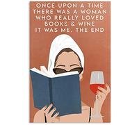 Once Upon A Time There was A Woman Who Loved Books and Wine Vintage Decor Poster Wall Art Tin Sign Decor Metal Sign Poster 8X12 Inches