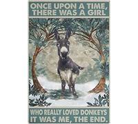 Once Upon A Time There Were A Girl Who Really Loved Donkey Signs Gift For Donkey For Kitchen Wall Art Decor Metal Sign Poster 8X12 Inches