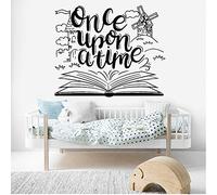 Once Upon A Time Wall Decal Library Kids Room Book Vinyl Wall Stickers Living Room Classroom Decoration Bedroom Decor 42X50Cm