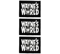 ONCEX 3PCS. Black White Wayne's World Patches Sticker Words Slogan Embroidered Iron On Applique Patch for Backpacks Hat Jeans Jackets T-Shirt Clothing