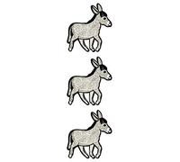 ONCEX 3PCS. Cute Little Gray Donkey Horse Patches Embroidered Applique Iron on Patch Embroidery Sewing for Backpacks Jeans Jackets T-Shirt Hat Clothing