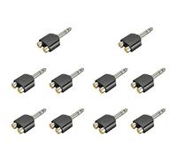 Onchdbfhuu 10pcs 6.35mm 1/4 Inch Male Stereo to 2 Dual Female Y Splitter Audio Adapter Converter
