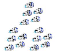 Onchdbfhuu 15PCS 12mm Latching Push Button Switch High Round Cap, Waterproof Metal Push Button Switch with 12V/24V Blue Light