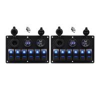 Onchdbfhuu 2X 12/24V 6 Buttons Switch Panel with Digital Voltmeter Tester 3.0 USB Chargers Bule Light Boat Power Adapter