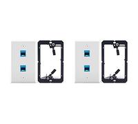 Onchdbfhuu 2X Ethernet Wall Plate with Low Voltage Mounting Bracket,Single Gang 2 Port Cat6 Ethernet Cable Wall Outlet