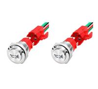 Onchdbfhuu 2X Horn Button 12V 20A Heavy Duty 16MM Metal Horn Switch Speaker LED Stainless Steel Momentary Push Button Switch