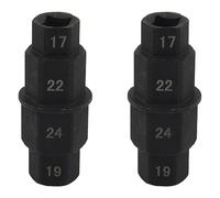 Onchdbfhuu 2X Motorcycles Hex Axle Tool - 17mm, 19mm, 22mm, 24mm - Hexagon Front Wheel Hub Axle Spindle Socket Adapter Tool 3/8Inch