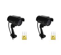 Onchdbfhuu 2X Simulation Solar Camera Outdoor Surveillance Simulation Fake Camera Dummy Cam with LED Light Black