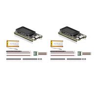 Onchdbfhuu 2X WiFi LoRa 32 V4 Meshtastic Dev-Board Set Soft Antenna SX1262 BLE Low Power with 3000mAh Battery with GPS Module