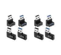 Onchdbfhuu 8 Pack USB 3.0 Adapter Vertical Up and Down Angle, Horizontal Left and Right Angle USB Male to Female Extender Connector