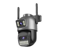 Onchdbfhuu Dual-Band 2.4Ghz/5Ghz 10MP 4K Wifi Camera Outdoor AI Human Detection Dual Lens Security IP Camera Home Security UK Plug
