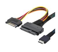 Onchdbfhuu High-Speed PCIe OCulink SFF-8611 to U. 2 SFF-8639+ 15P SATA for Data Transfer Cable for Data Center Expansion Design Extension 0.5M
