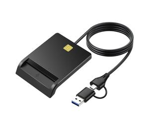 Onchdbfhuu Multi-Function Portable USB 2.0 Intelligent Card Reader for DNIE ATM IC ID Bank SIM Card,USB Port + Type-C Port