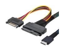 Onchdbfhuu SATA High-Speed for Data Transfer Cable PCIe OCulink SFF-8611 to U. 2 SFF-8639+ 15P for Data Center Design Extension 1 M