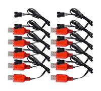 Onchdbfhuu USB Charger Cable 10PCS 7.4V 500mAh SM-4P Plug for DE36W, DE65 HM202, EC08 EC16 RC Car Toy Battery Chargers