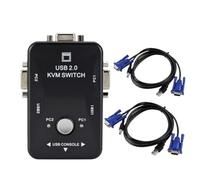 Onchdbfhuu VGA SVGA 1920x1440 USB 2.0 KVM Switch Switcher 2 Port Splitter Box with Two Cables