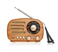 Oncheer Portable Vintage Decor Radio, Retro Bluetooth Speaker, FM/AM/SW Old Fashion Classic Style, Adjustable Antenna, Rechargeable Battery Powered, Support TF Card, USB Playing Music-Light Color
