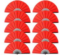 Oncpcare 10 Pcs Boots on The Ground Hand Fan Bulk, Folding Popping Clacking Fans for Line Dancing (Red)