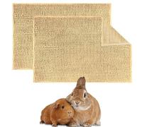 Oncpcare 2 Pcs Rabbit Cage Liner Bunny Washable Mats Guinea Pig Fleece Cage Liners Bedding Small Animal Bed Mat for Ferret Chinchilla Rat (Beige)