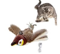 Oncpcare Cat Flying Bird Toy, Rechargeable Chirping Flapping Interactive Kitty Bird Toys for Indoor Bored Adult Cats Kittens, Flapping Wings & Lively Chirping (Sparrow)