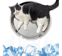 Oncpcare Metal Cool Cat Beds for Indoor Cats Round Bed, 15” Waterproof Cat Cooling Pads Small Pet Self Cooling Mat Ice Bed Tray Pan for Bunny Rabbit Cat