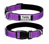 Oncpcare Personalized Dog Collar with Name Plate, No Noise Custom Engraved Pet ID Tags, Reflective Collars Training for Small Medium Large Dogs