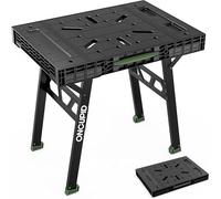ONCUPID Express Folding Work Table, Portable Folding Workbench, 34" W x 25" D x 31" H, Green, Metal Leg Base, Painted, Metal legs, Wood/Plastic table top