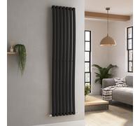 Onda Midnight Black Vertical Oval Waved Designer Radiator 1800x413mm Single Panel 2926 BTU