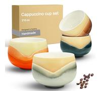 OndaCore Cappuccino Cups Set 4x210ml-Beige, Premium Porcelain Cups, Handmade Colourful Coffee Cups, Ceramic Tea Cups Without Handle, Dishwasher Safe, Milk Coffee, Hot Chocolate