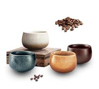 OndaCore Espresso Cup Set 4x80ml, Thick-Walled Stoneware Coffee Cups Without Handle, Handmade Colorful Cups, Dishwasher Safe, Ceramic Cups for Espresso, Tea, Moka