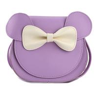 Ondeam Little Mouse Ear Bow Crossbody Purse,PU Shoulder Handbag for Kids Girls Toddlers(Purple)