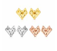 ONDEGO® Stud Earrings Set 3 Colours Stainless Steel - Geometric Fox 1cm Gold Silver Rose Gold Women's Earrings Minimalist, Mittel, Metal, No Gemstone