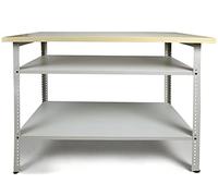 Ondis24 Nobbi Pro Workbench 120 cm Metal Packing Table with Worktop, Height-Adjustable Shelves, Adjustable Feet, Work Table for Money Boxes, Light Grey (95 cm)