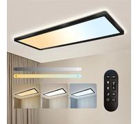 ONDTA Black Ceiling Light 22W, 58x20cm 2700K-6500K Dimmable with Remote Control, IP44 Waterproof Bathroom Lights Ceiling, Modern Simple Thin LED Panel for Kitchen, Bedroom, Hallway, Office