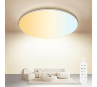 ONDTA LED Ceiling Light 36W, Ø13.8'', 2700K-6500K 4300LM IP54, Round | Dimmable with Remote Control, Memory function, Modern LED Panel for Bathroom, Kitchen, Living room, Bedroom, Office