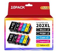 Ondula 202XL Ink Cartridges Compatible with Epson 202XL 202 XL for Epson XP6100 Ink Cartridges Epson XP6105 Ink Cartridges XP-6105 XP-6100 XP-6005 XP-6000 Printer (10-PACK)