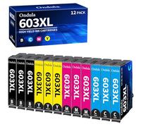 Ondula 603XL Ink Cartridges Multipack Replacement for Epson 603 Ink Cartridges for Expression Home XP-2100 XP-2150 XP-2155 XP-3100 XP-3150 XP-3155 Workforce WF-2810 WF-2820 WF-2830 WF-2835 (12-Pack)