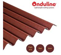 Onduline Corrugated Bitumen Sheet Red 2000mm X 950mm X 3mm - Pack Of 9