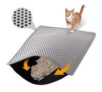 ondware Cat Litter Mat, 30x24 Inch Double Layer Litters Box Mat, Waterproof Cat Mat for Litter Box(Gray)