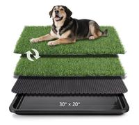 ondware Dog Grass Pad with Tray 30x20 in Dogs Potty Tray with 2 Replacement Grass Pads Included - Fast Drainage Fake Grass Pee Pad Holder for Indoor Potty Training, Apartments, Patio, RV Travel