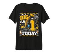 One 1st Birthday Excavator Construction 1 Year Old Boy Gifts Premium T-Shirt