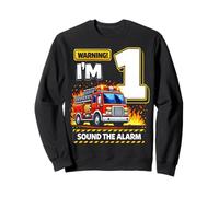 One 1yr 1st Birthday Fire Truck Firefighter 1 Year Old Boy Sweatshirt