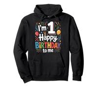 One 1yr 1st Birthday Party Balloons 1 Year Old Boys Girls Pullover Hoodie